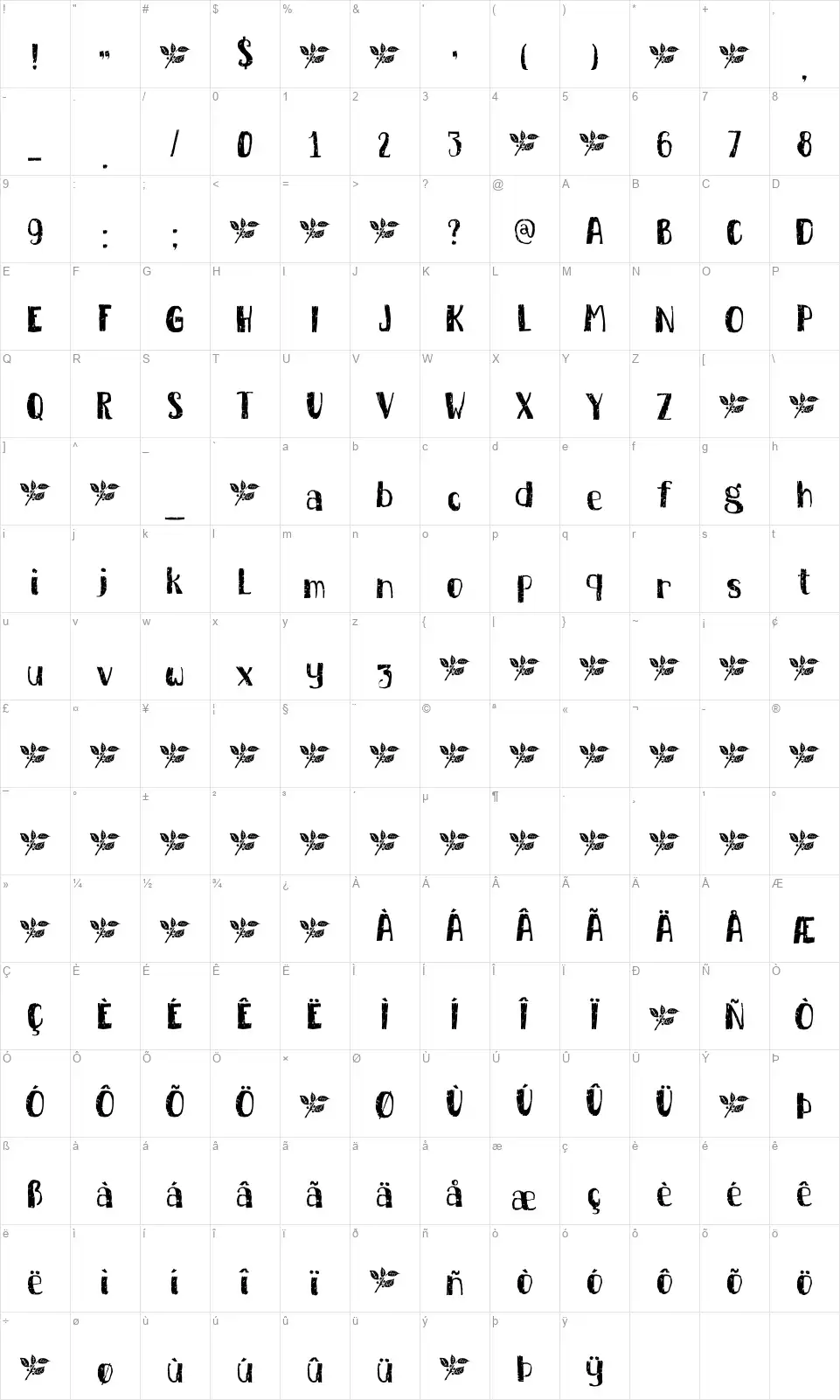 DK Buckthornfont character map