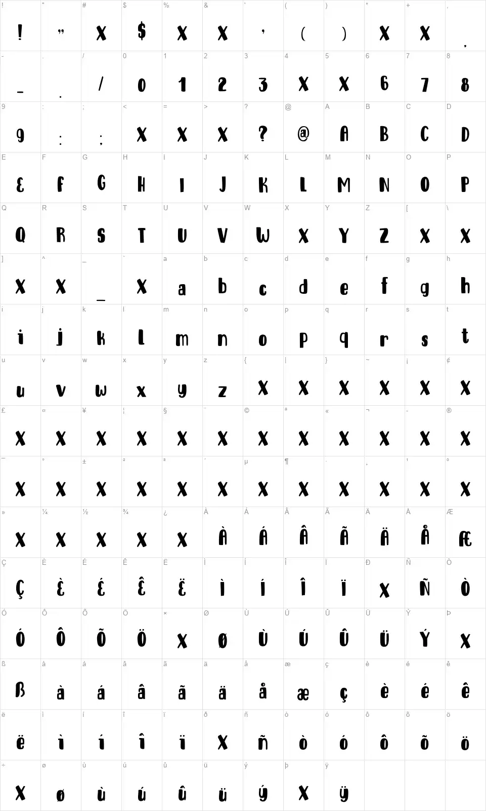 DK Entouragefont character map