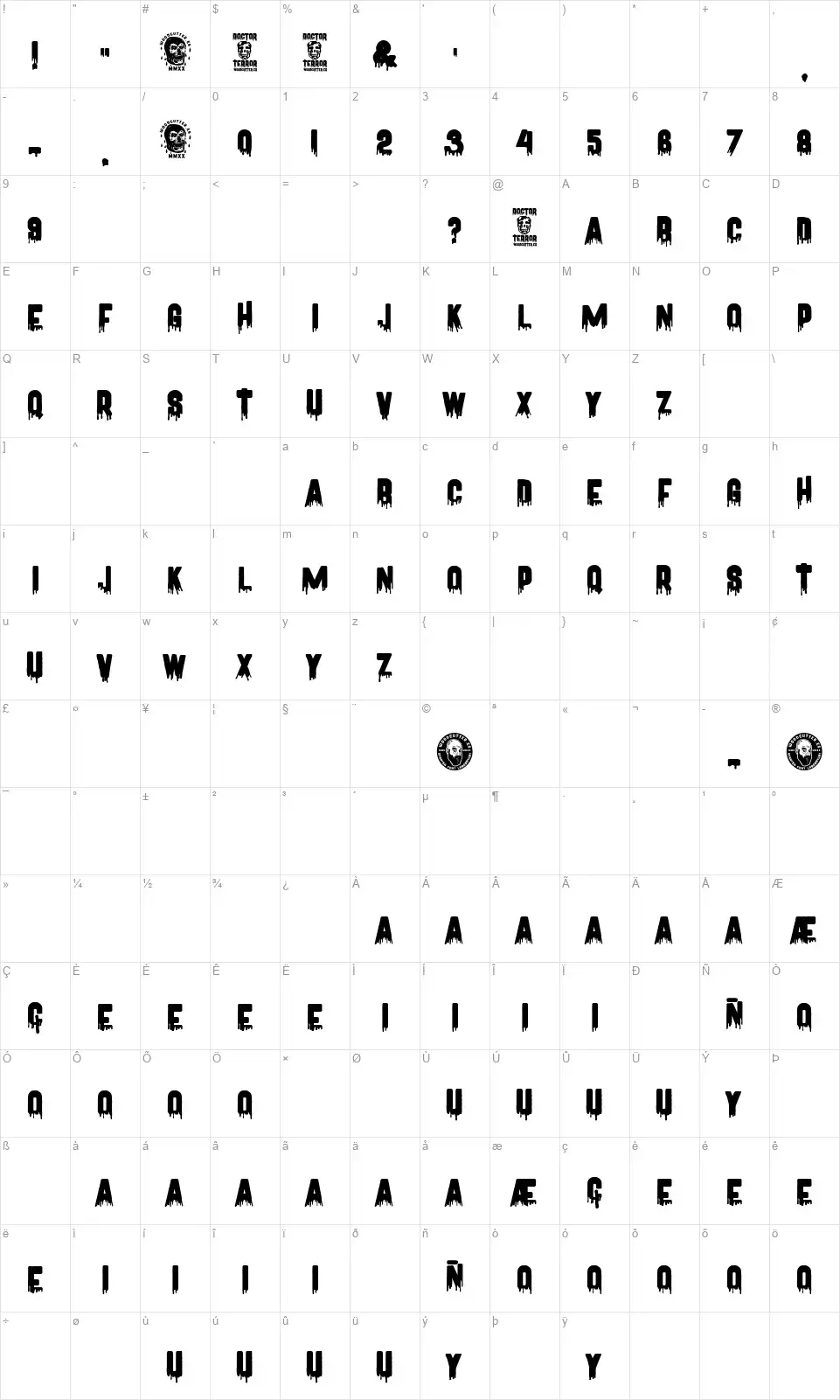 Doctor Terrorfont character map