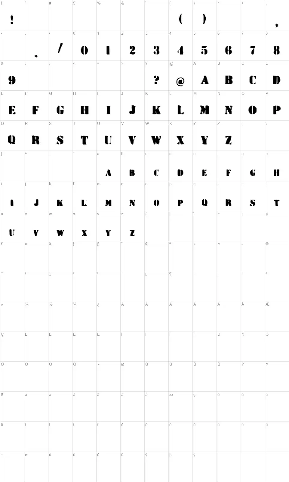 Dr. Enoksenfont character map