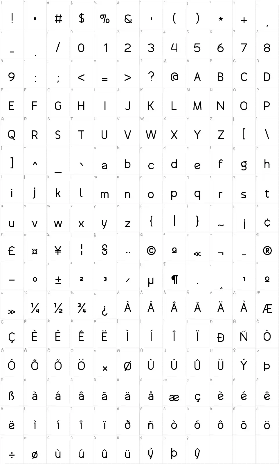 Drakoheart Revofit Solidfont character map