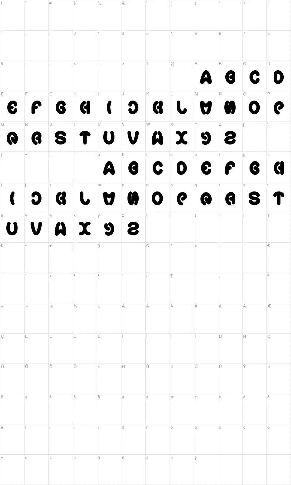 Earth Heartfont character map