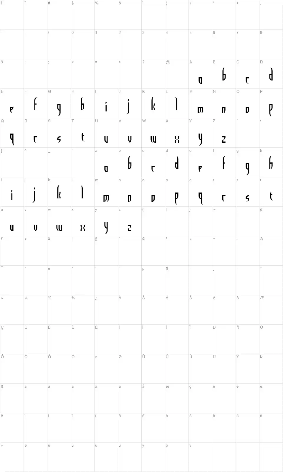 El Diablofont character map