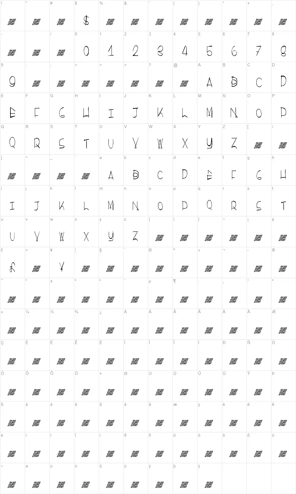 Electronic Voyagefont character map