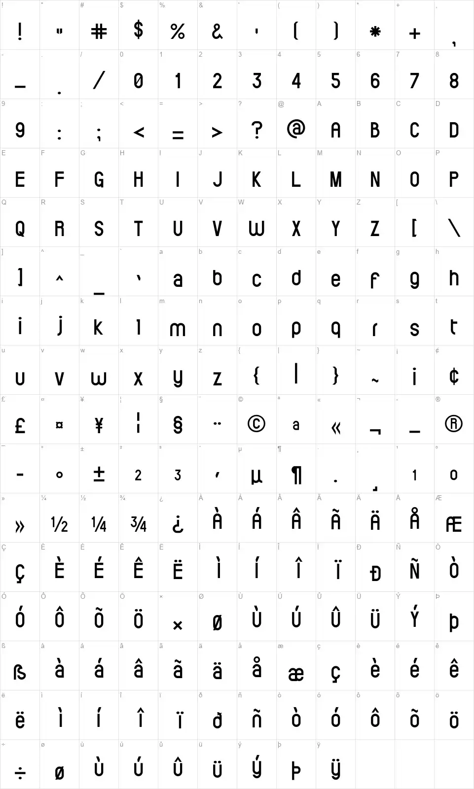ElVallefont character map