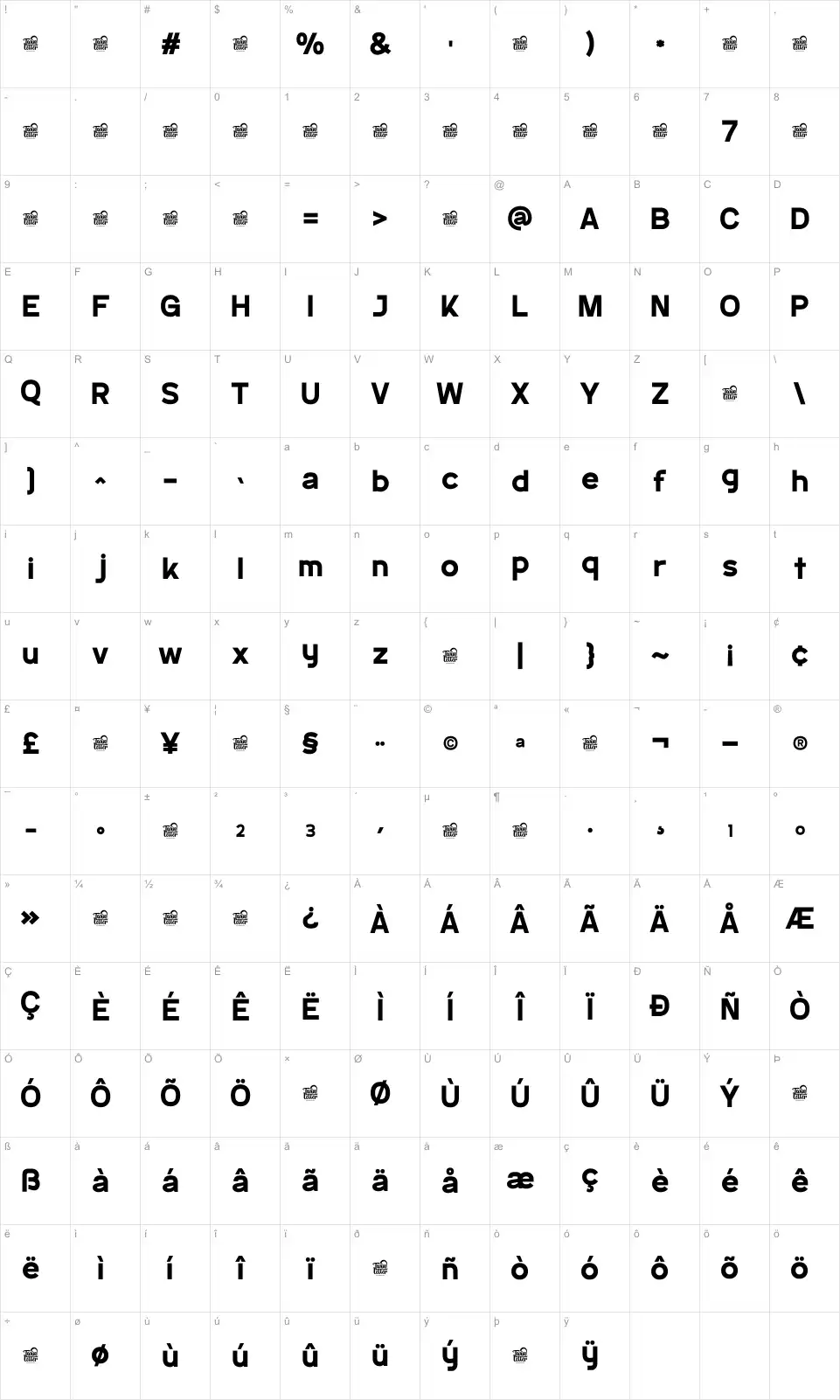 Emaslandfont character map