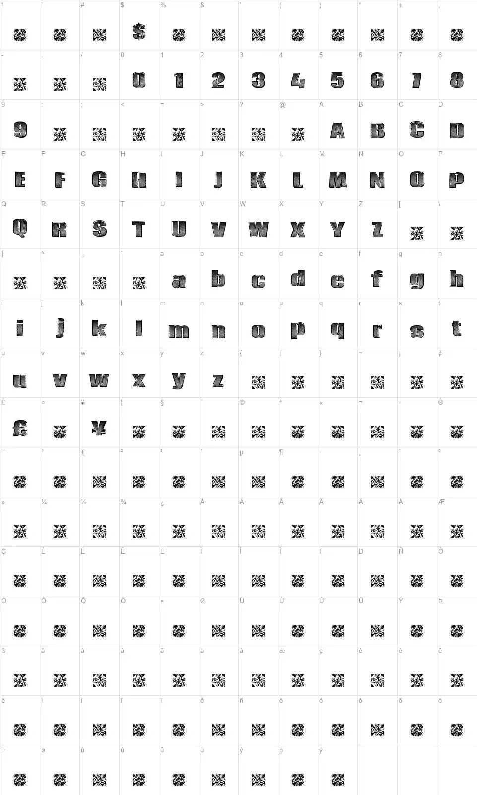 Energy Drinkfont character map