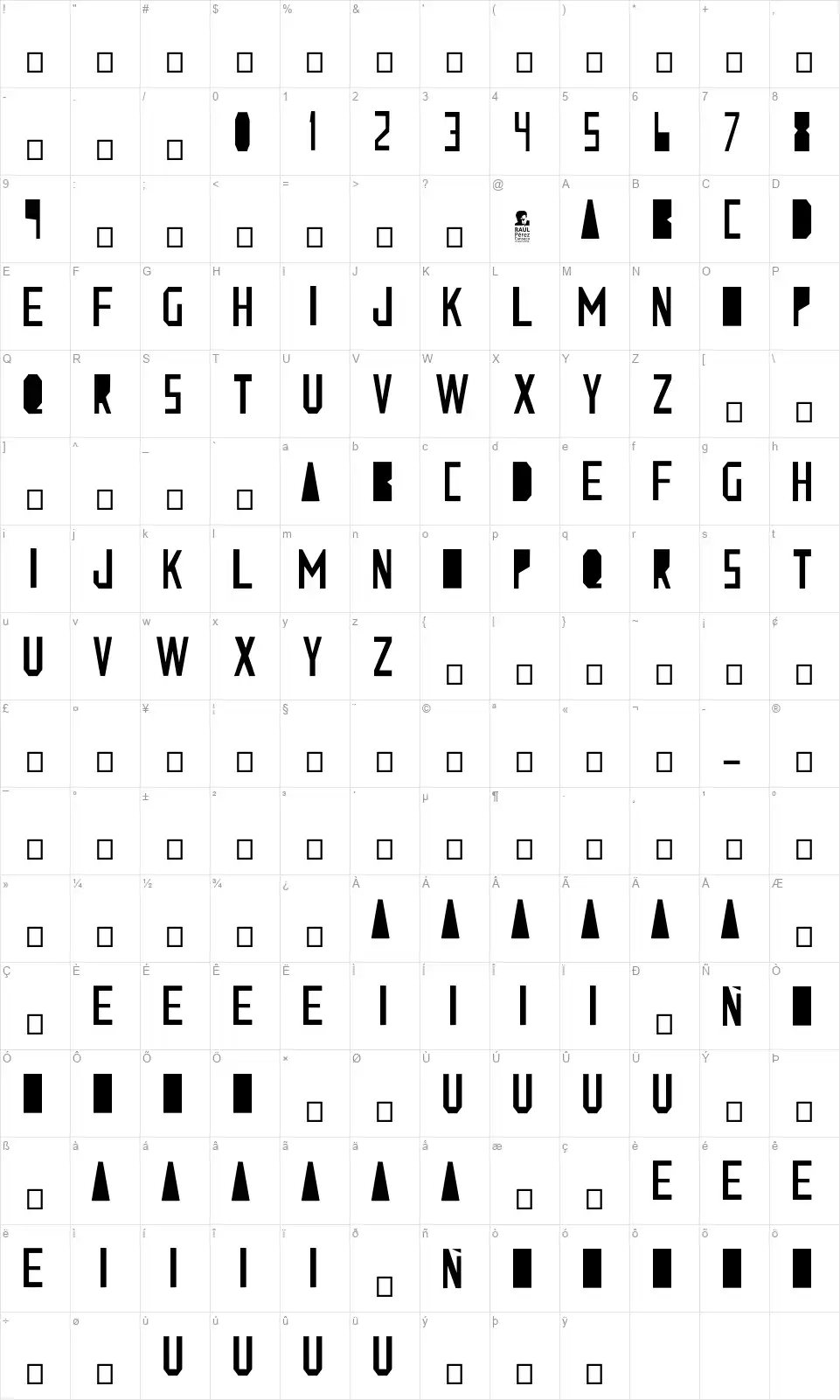 Estarcidofont character map