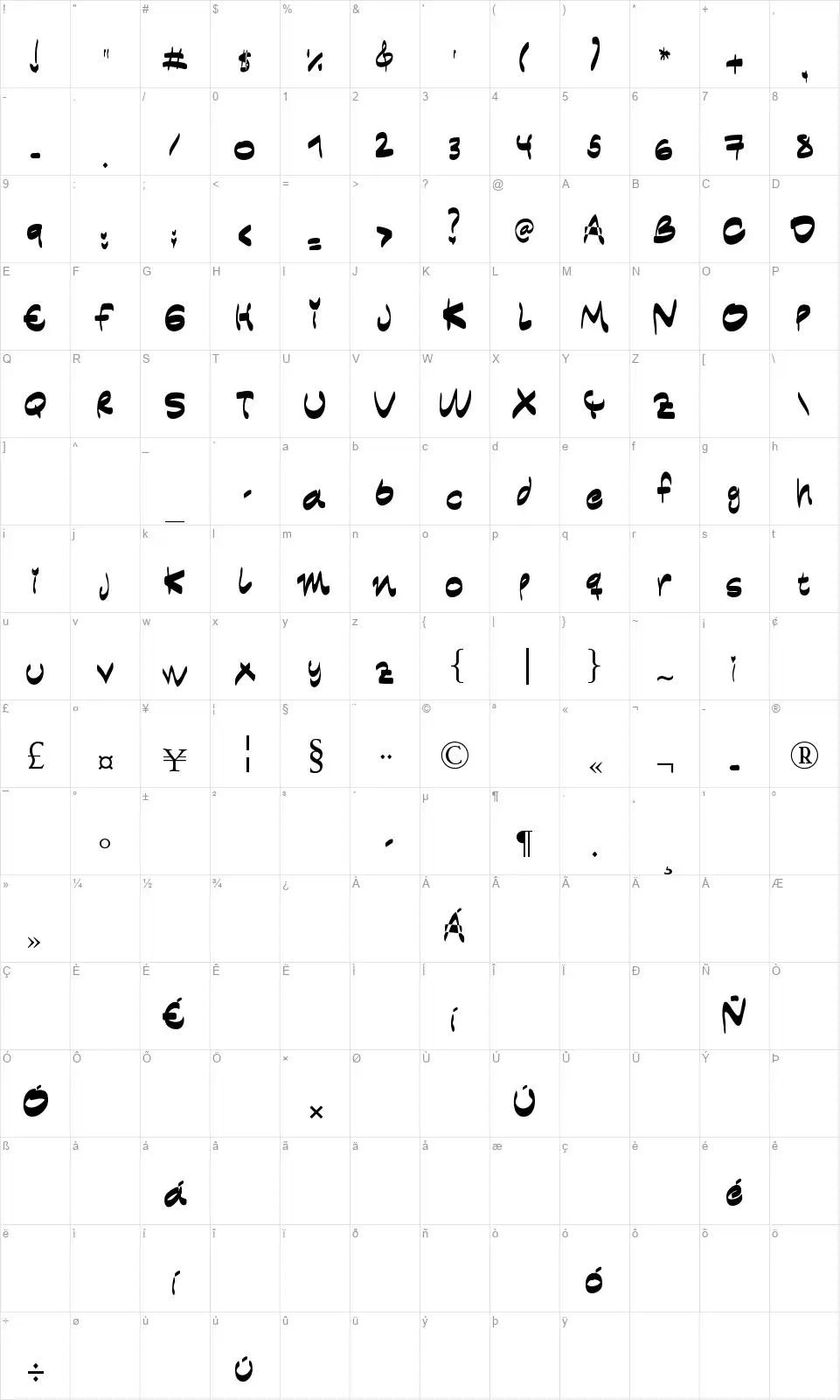 Expresion Socialfont character map