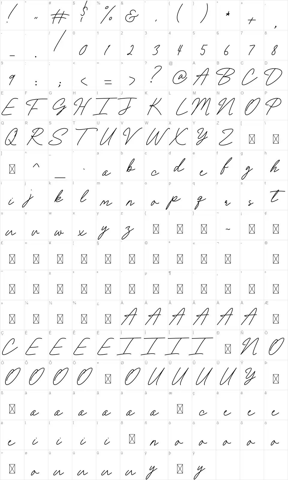 Fall Dayfont character map