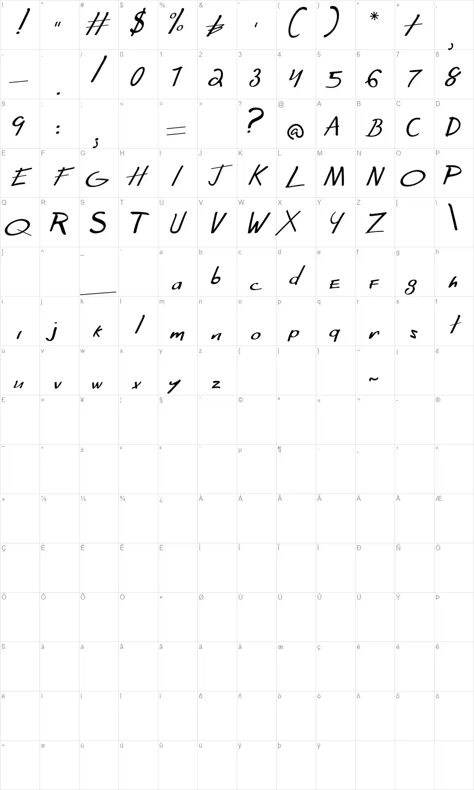 Far From Homecomingfont character map
