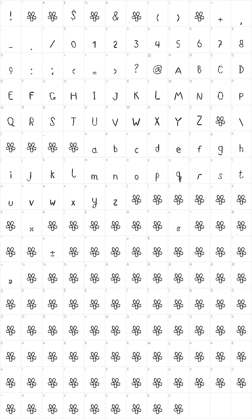 FFU Suwikisufont character map