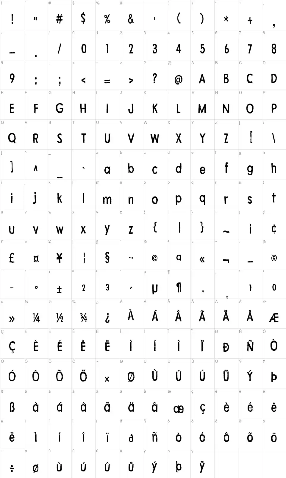 Flea Market Findsfont character map