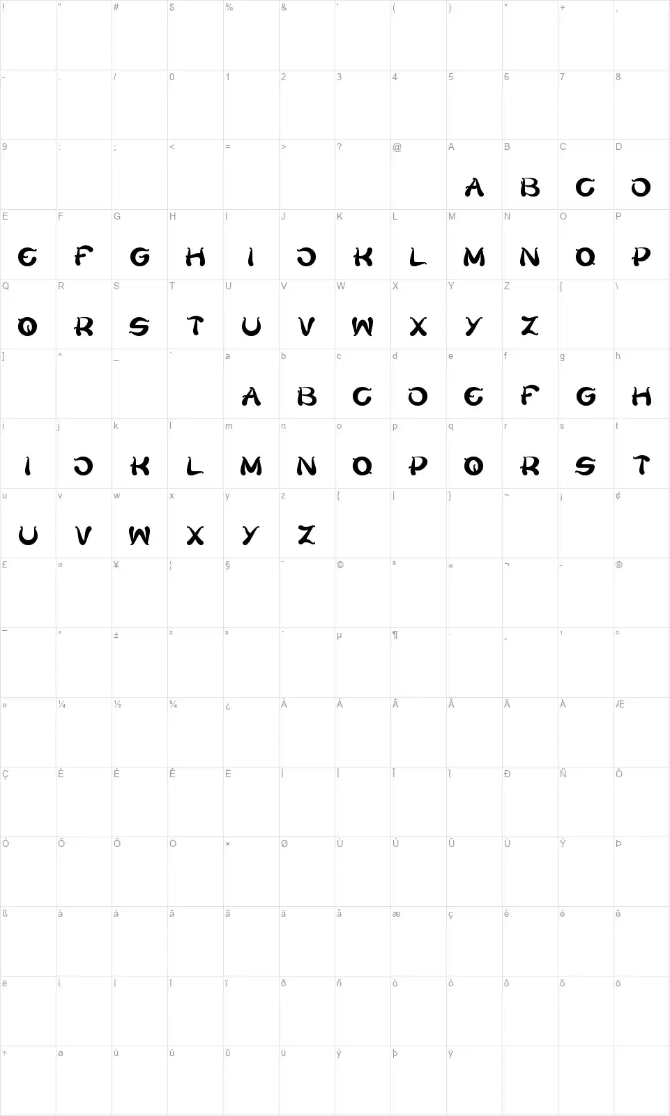 Flower Loverfont character map