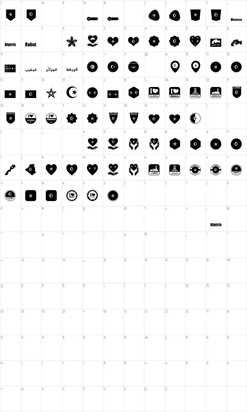 Font Morocco Algeriafont character map