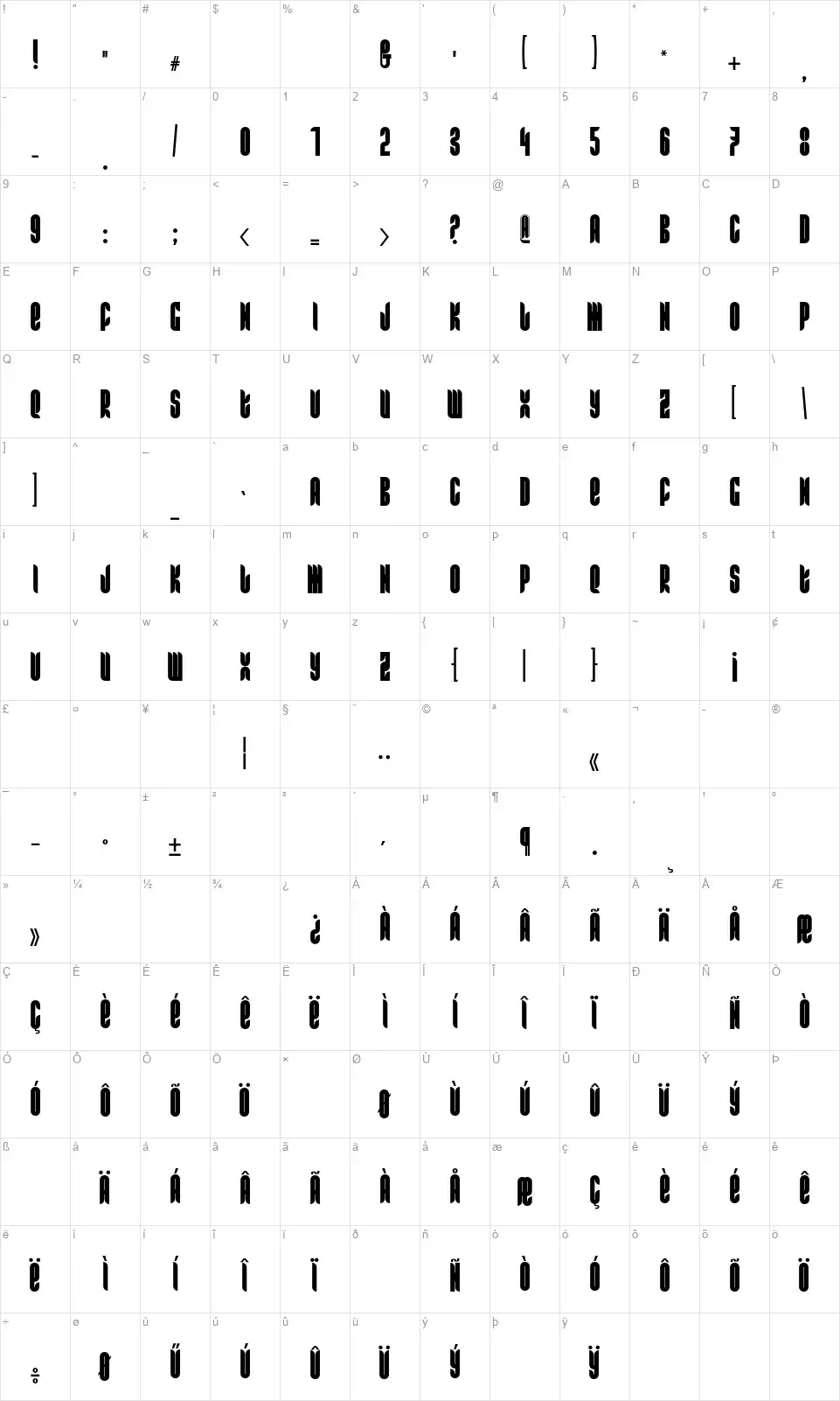 FR Rama Nousfont character map