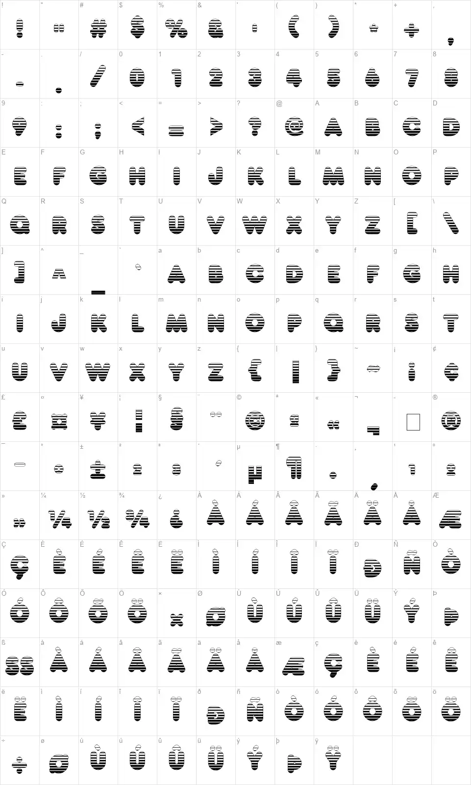 Frankfurter Venetianfont character map