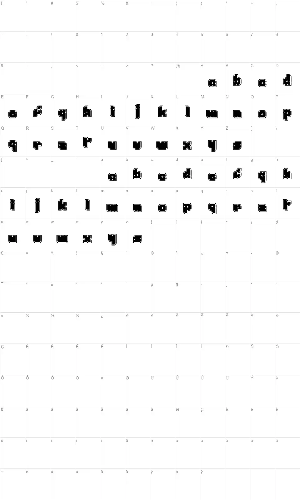 Fresh Mintfont character map