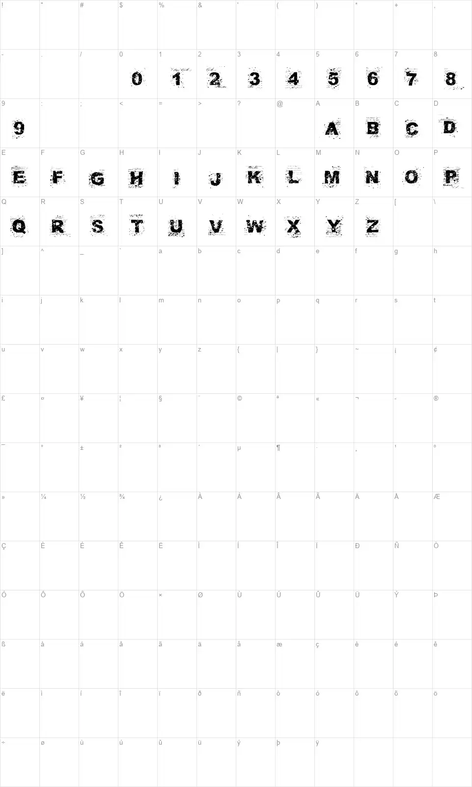 Fuck Autorityfont character map
