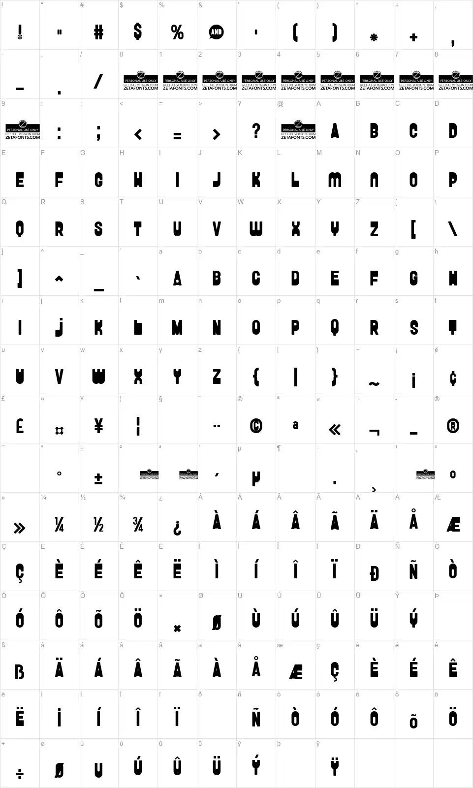FunGhettofont character map