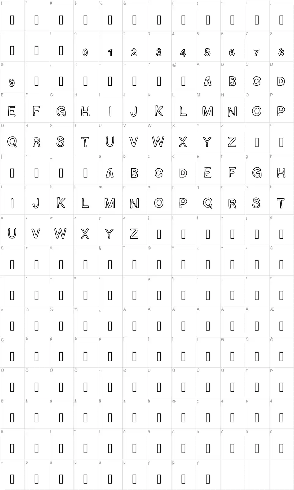 Gaelle Majusculefont character map