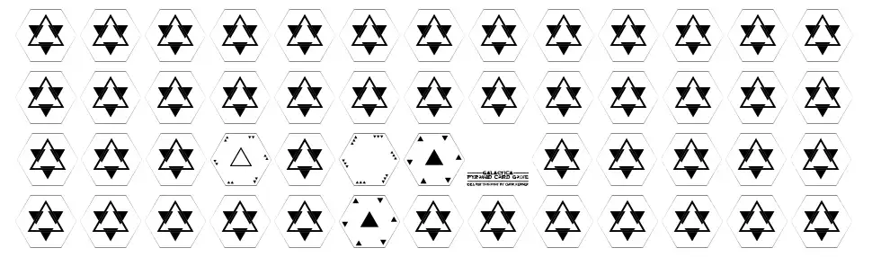 Galactica Pyramid Card Gamefont specimens