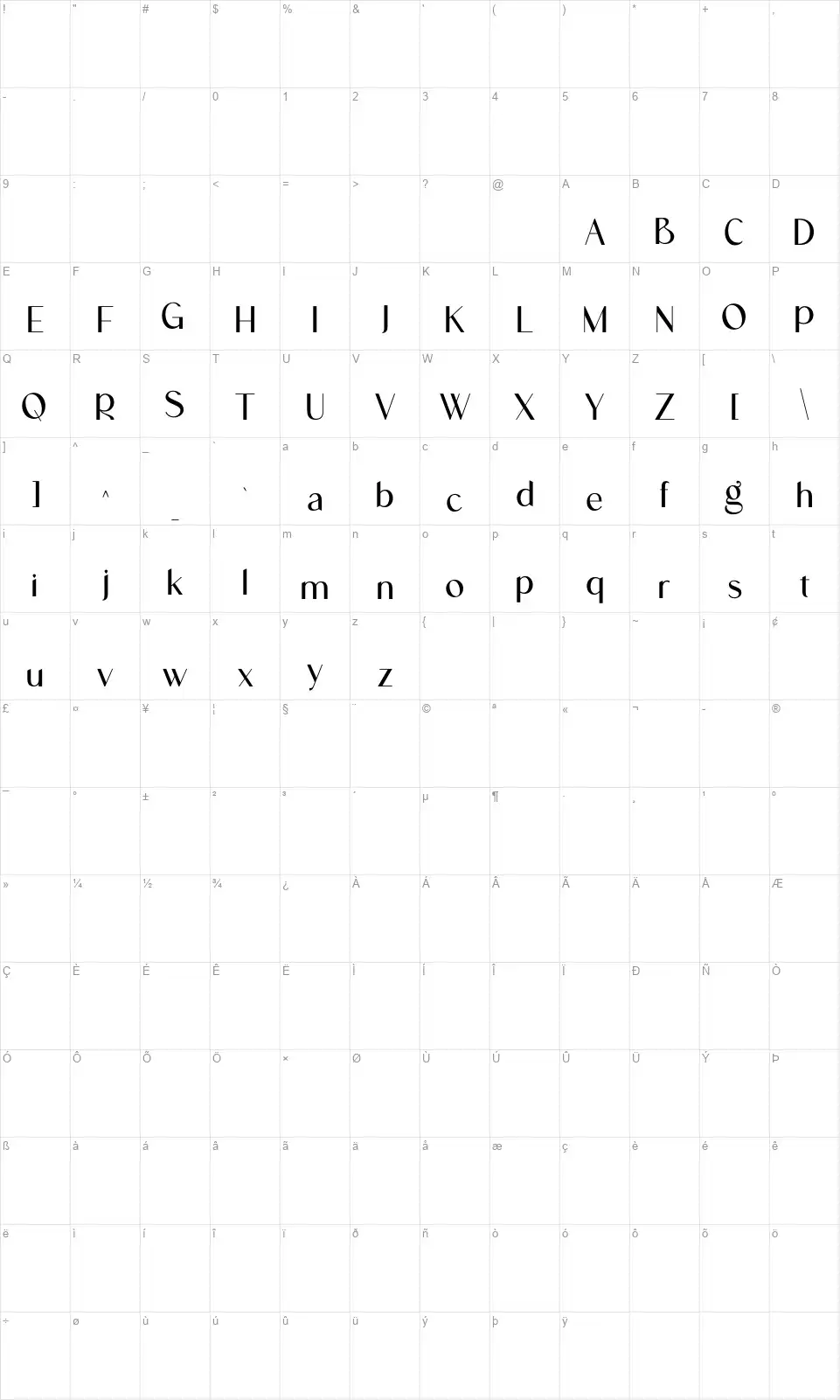 Gencha Table des caractères Genchafont character map