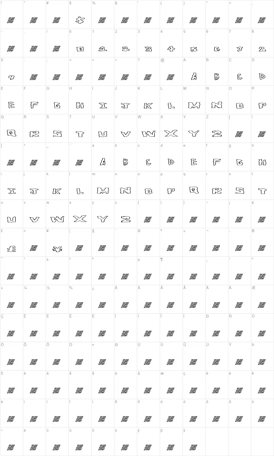 Get Aroundfont character map