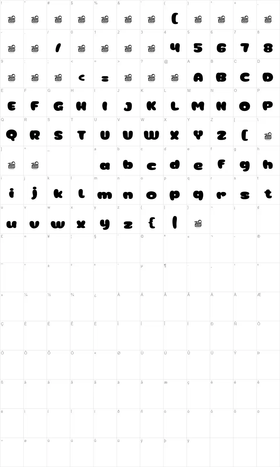 Ginbefont character map
