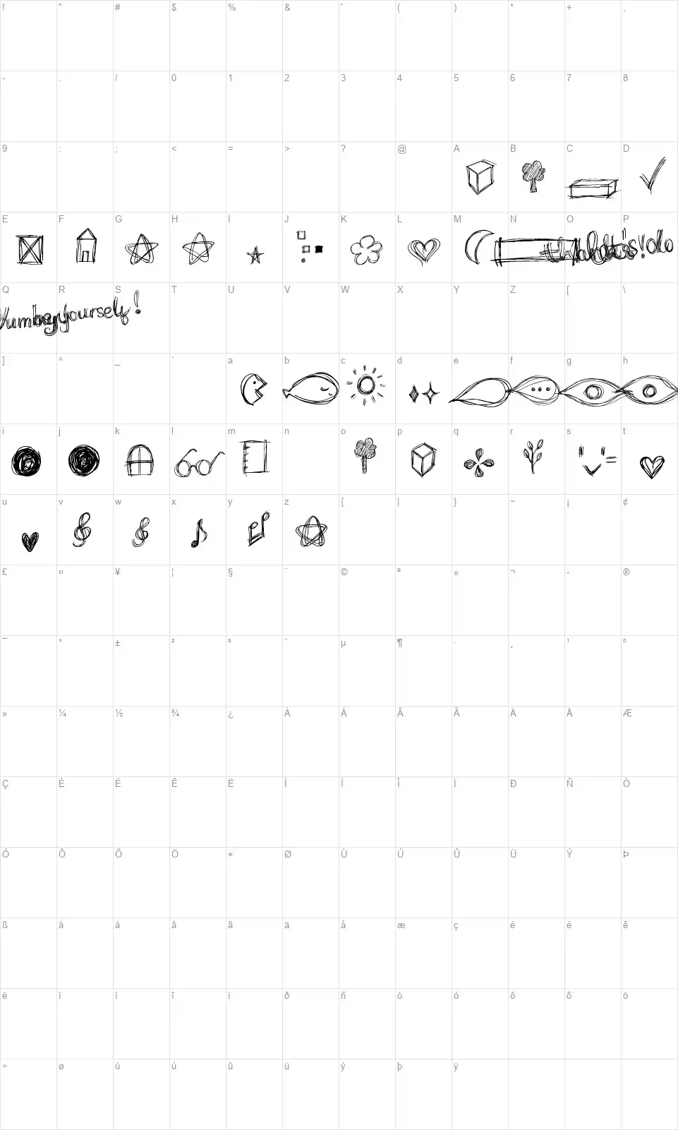 Go around the books - Symbolsfont character map