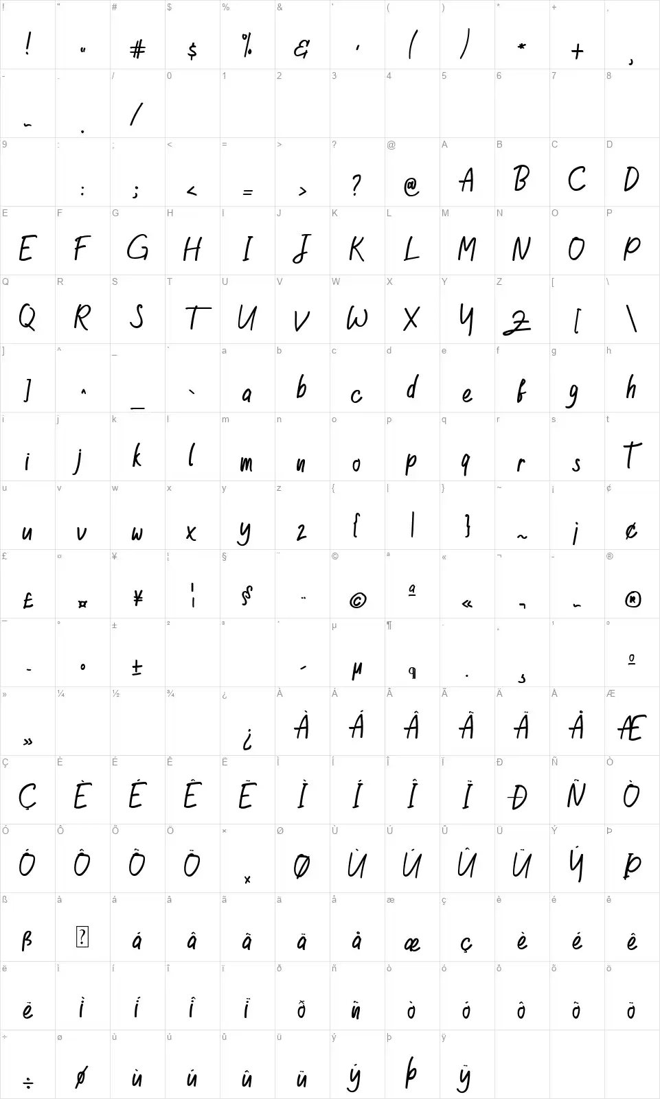 Good Happinessfont character map