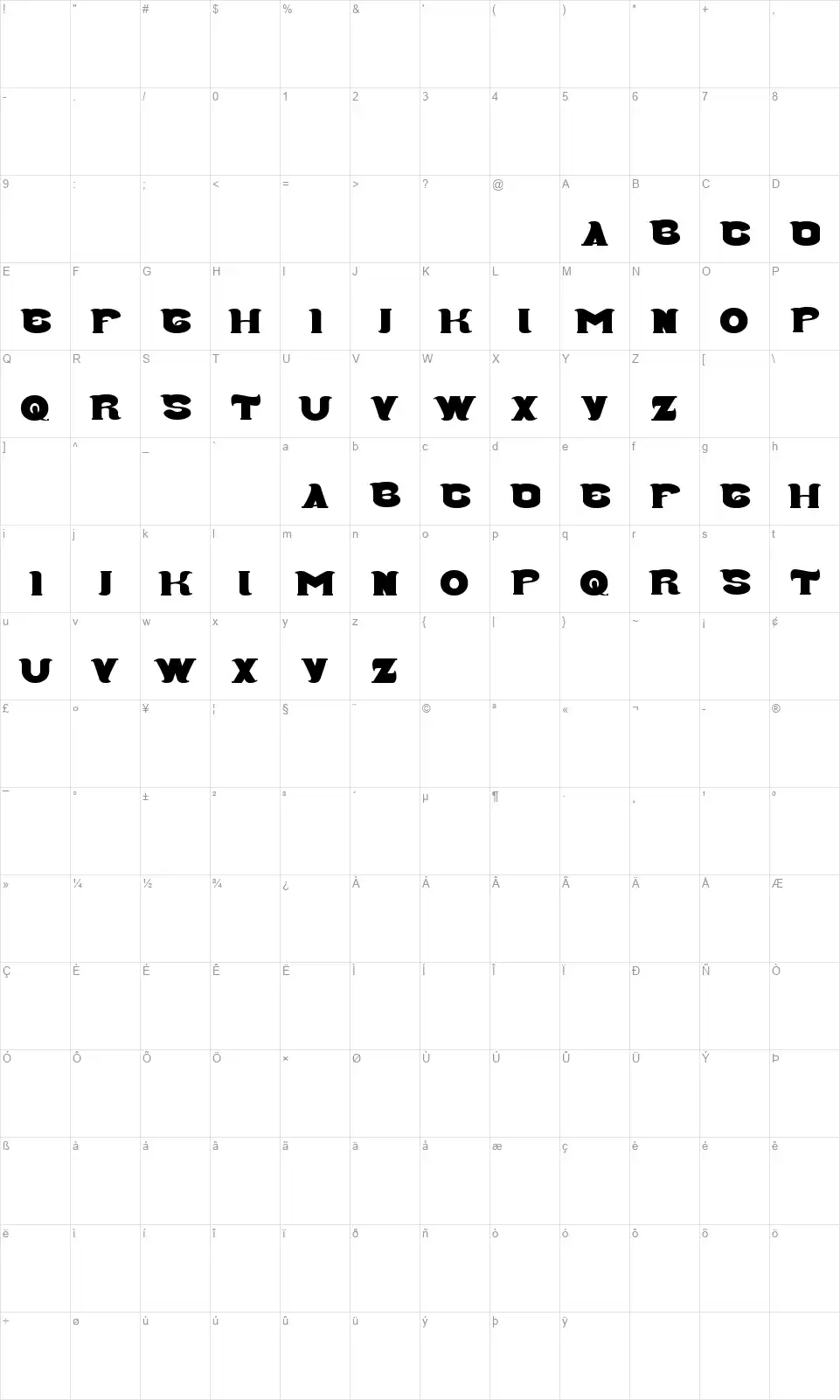 Good Morningfont character map