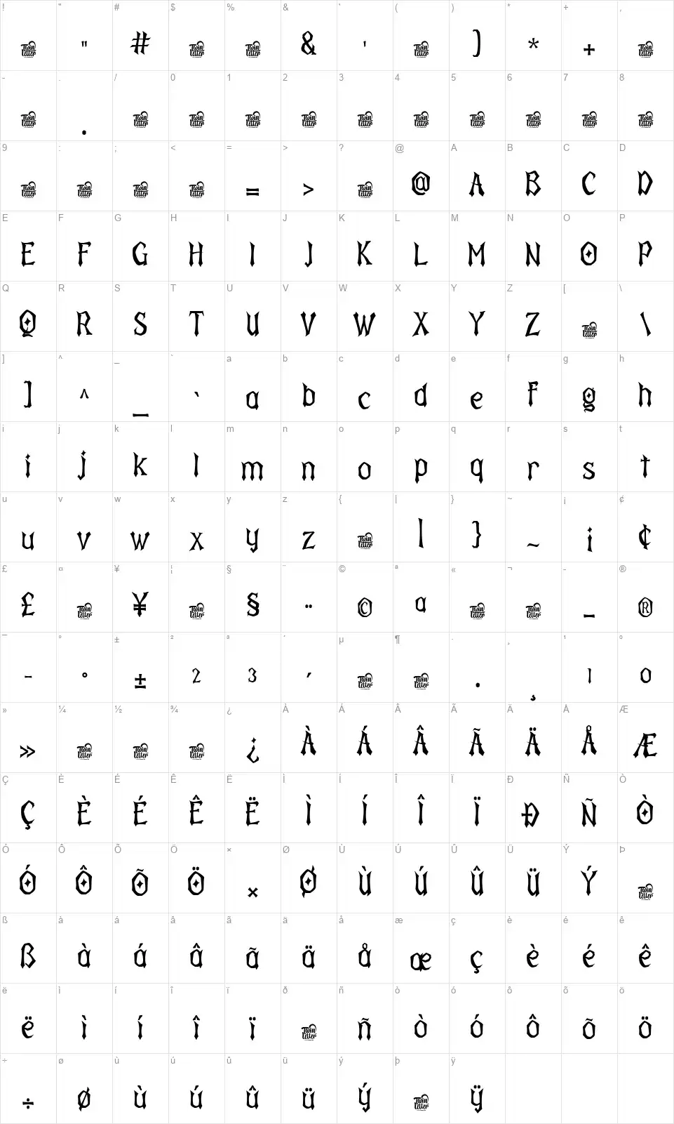 Gorck Helozatfont character map