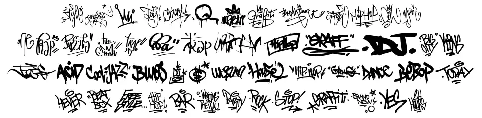 Graffiti Tagsfont specimens