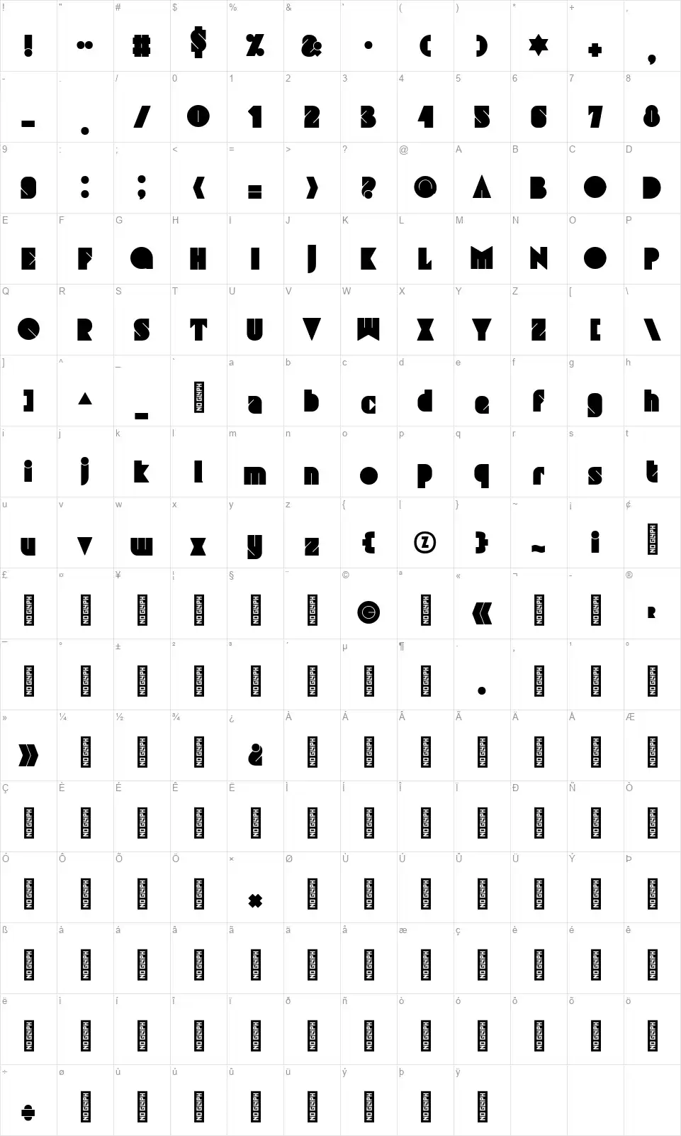 Grafika Type.3 Table des caractères Grafika Type.3font character map