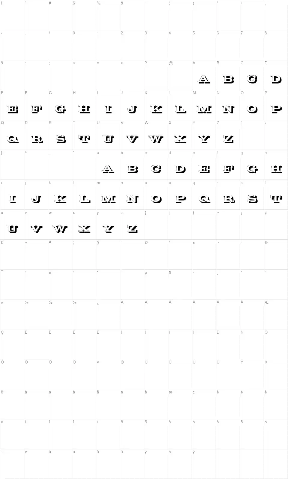 Guilty Gradientfont character map