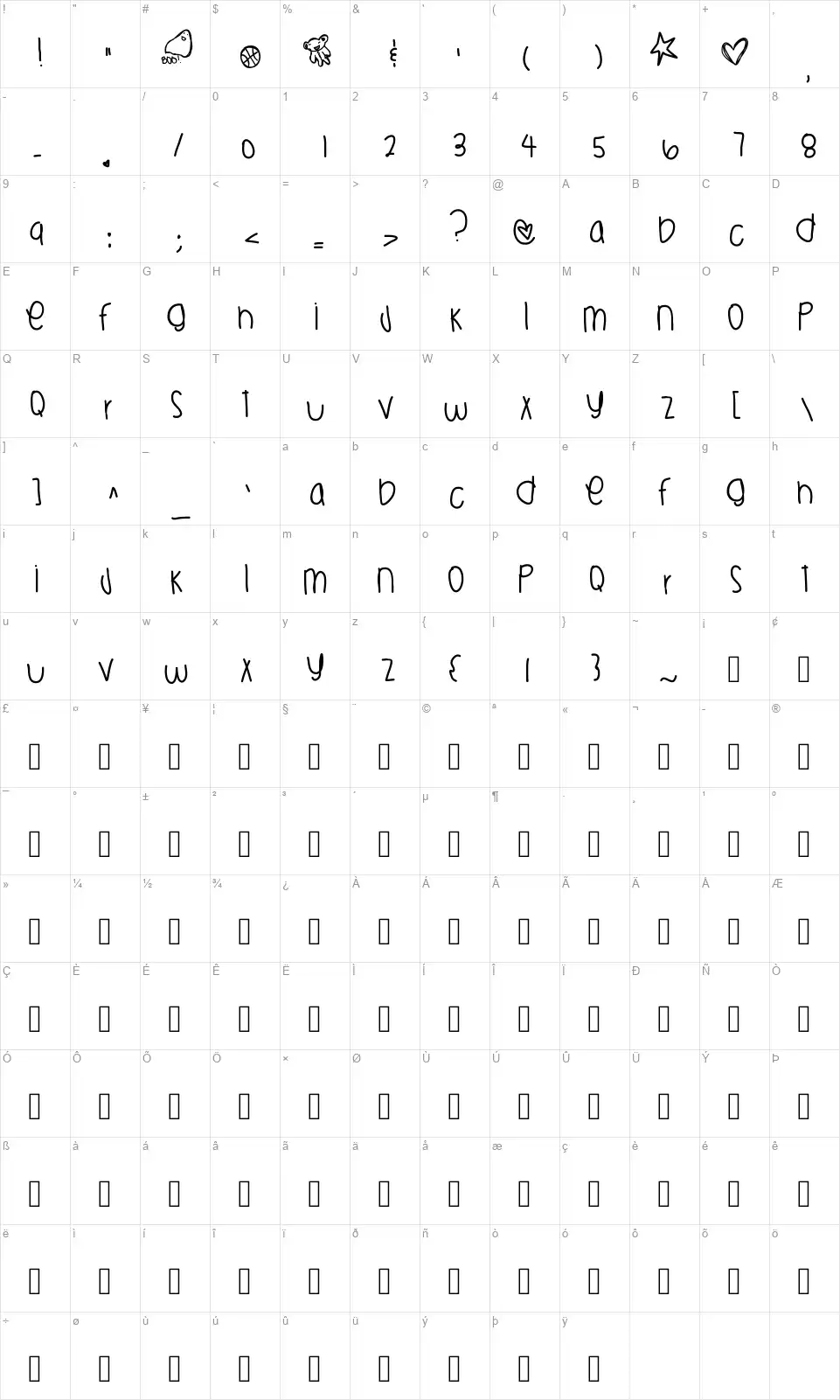 Haloween Is Back Yeahhhhfont character map