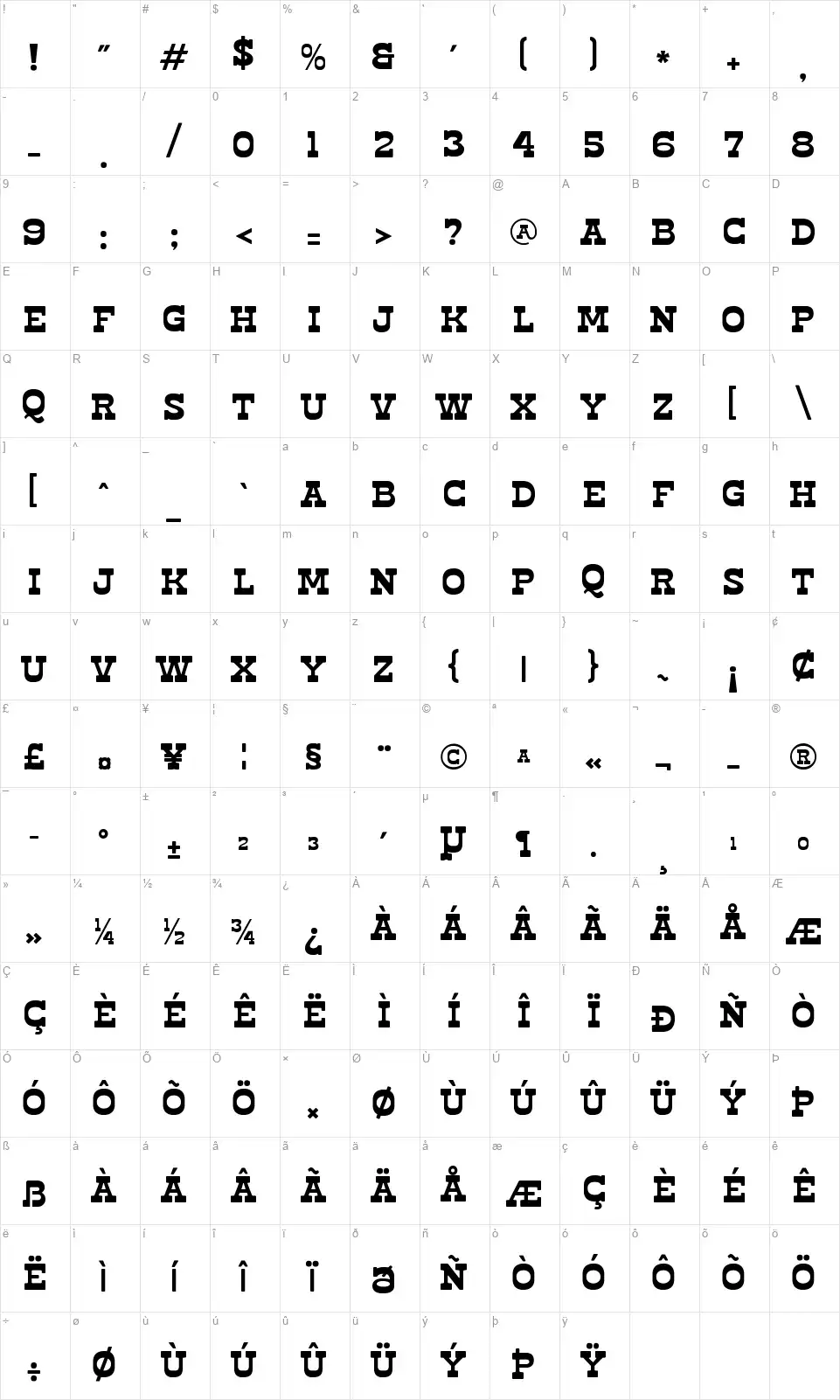 Haose Rodeko Table des caractères Haose Rodekofont character map