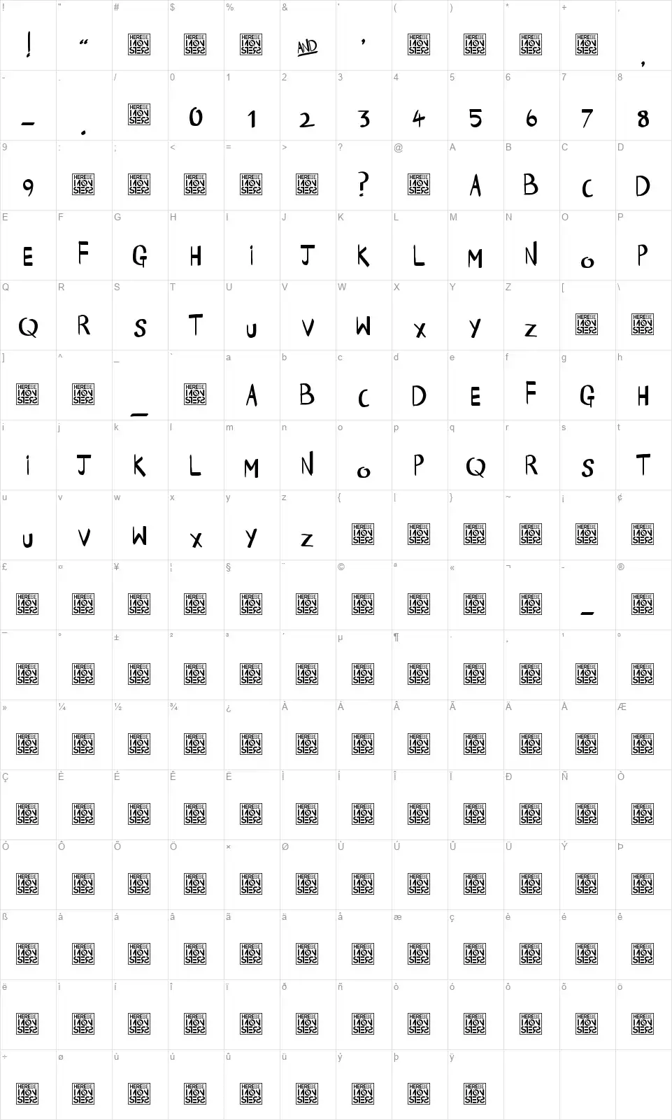 Happy Timesfont character map