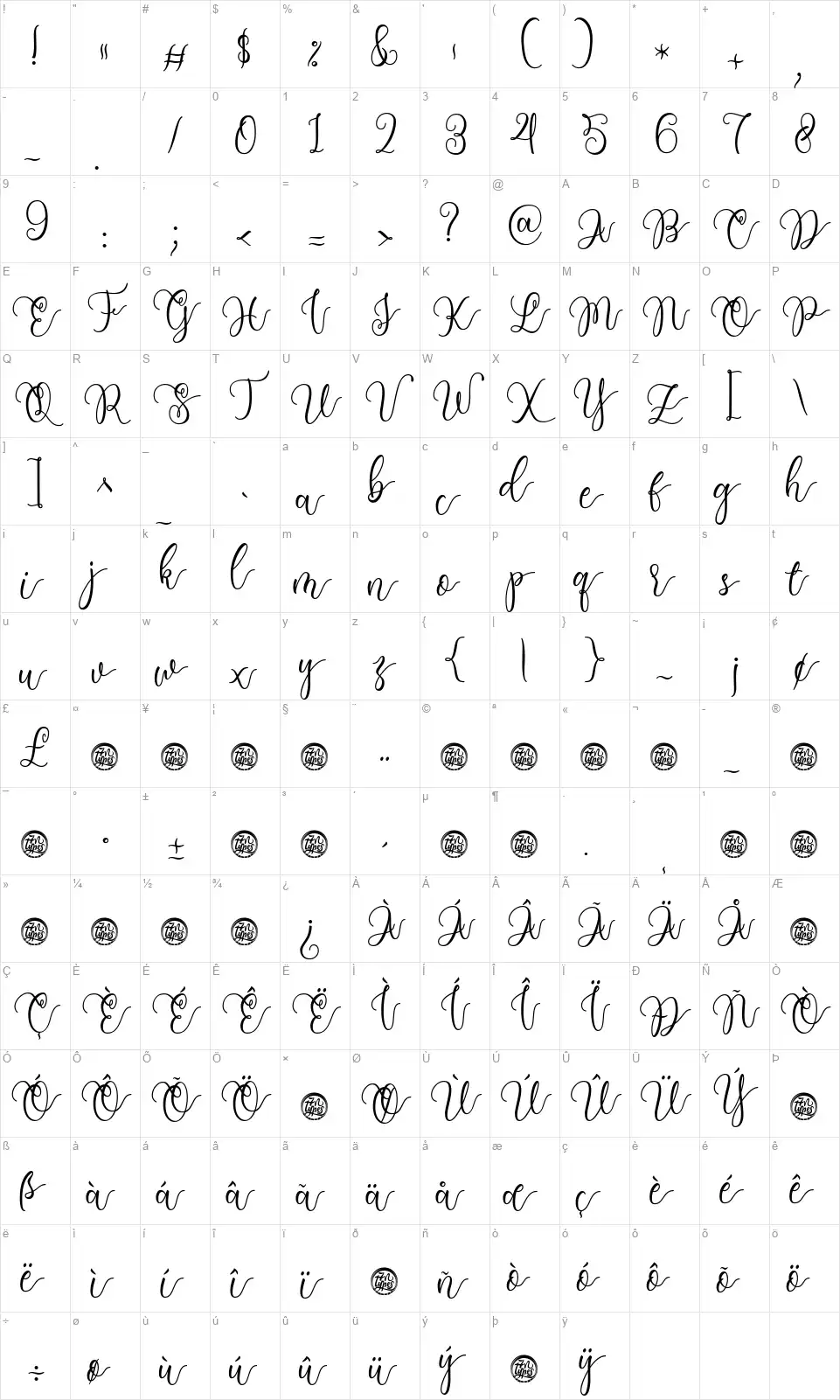 Having Funfont character map