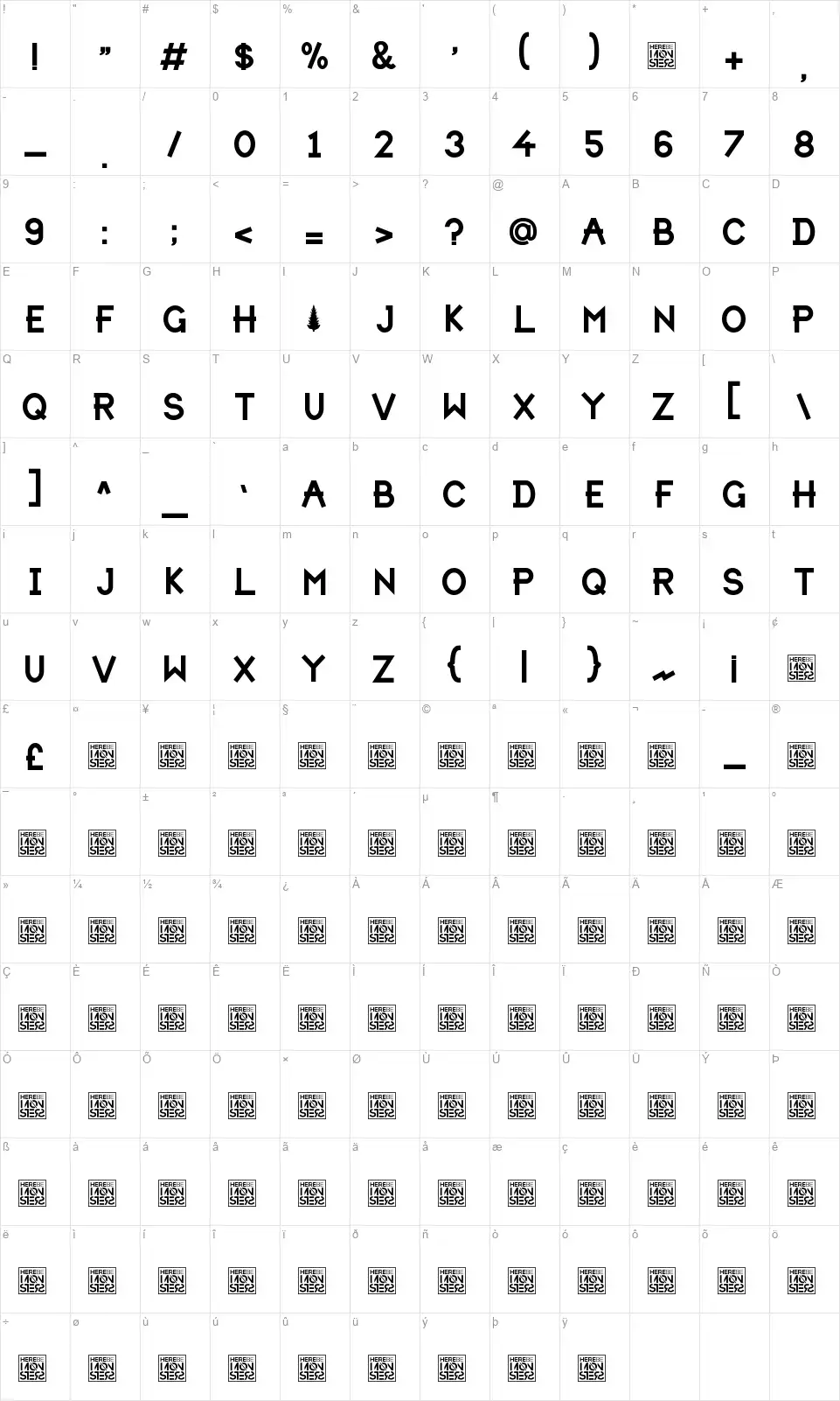 HBM Foristafont character map