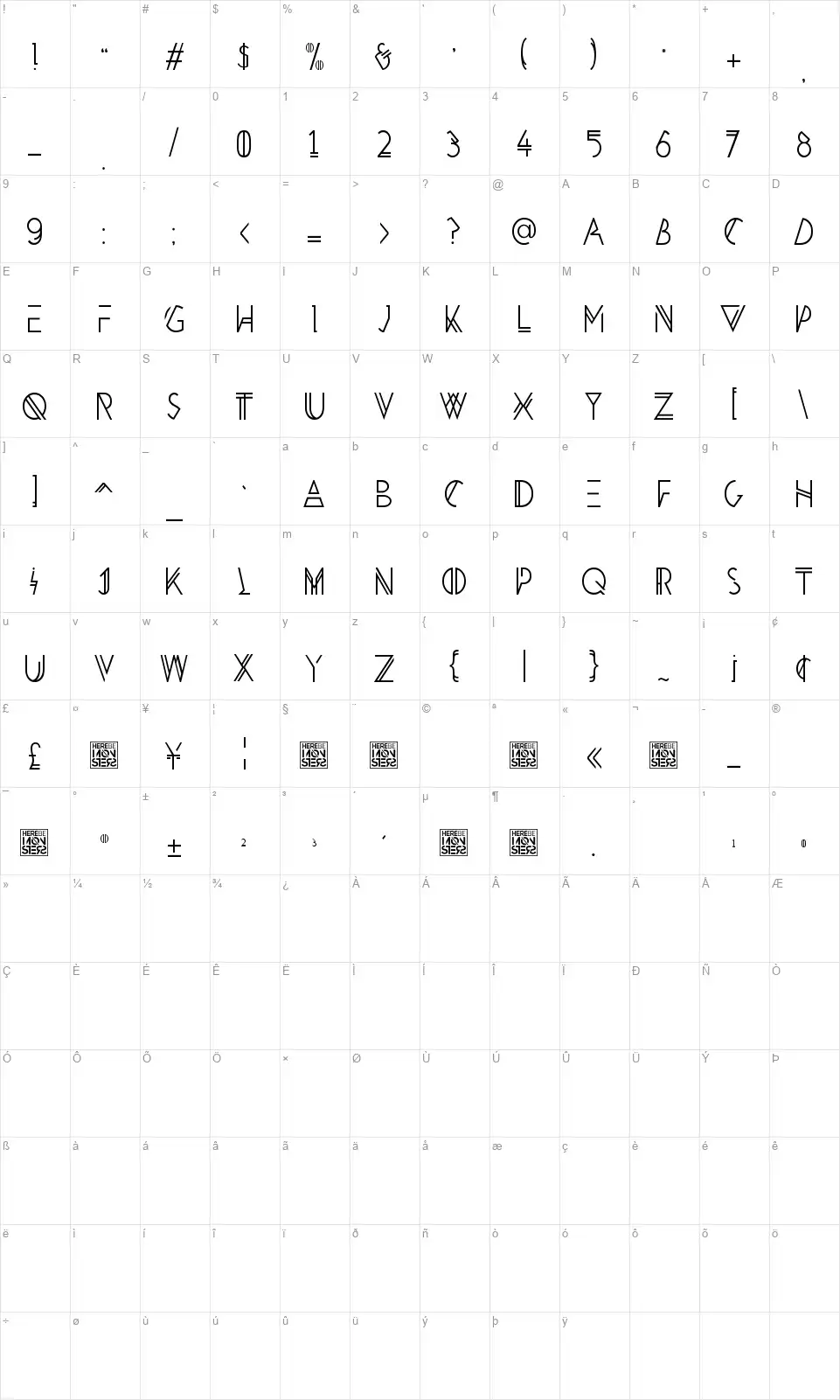 HBM Penultimatefont character map