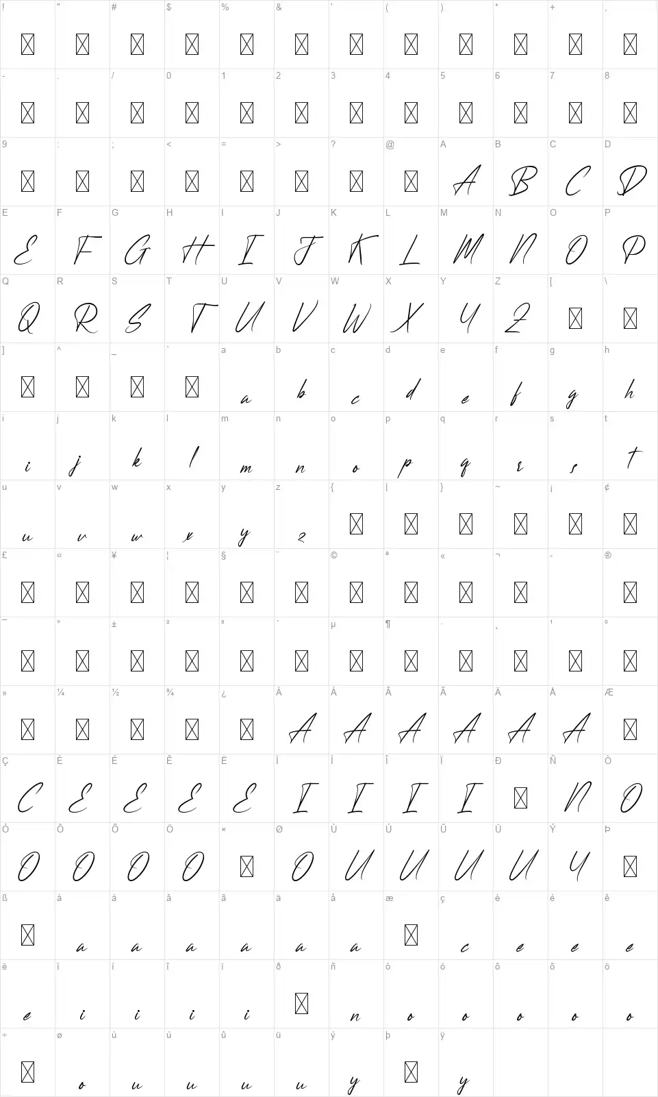 Headmaskfont character map