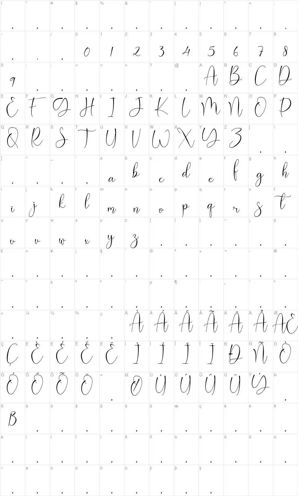 Heart Hailyfont character map