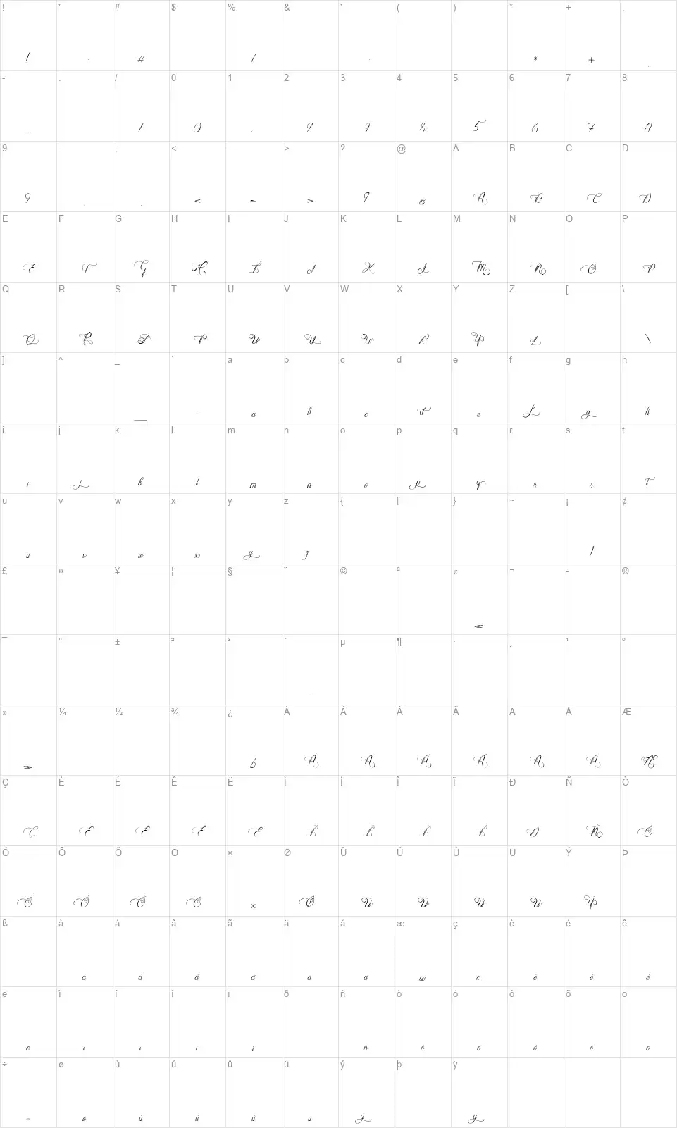 Heart Romancefont character map