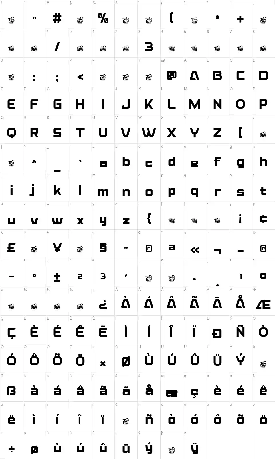 Heat Racer Table des caractères Heat Racerfont character map