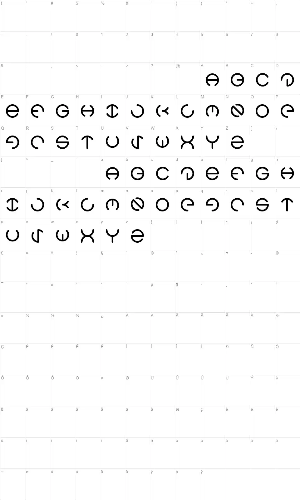 Heather Thomasfont character map
