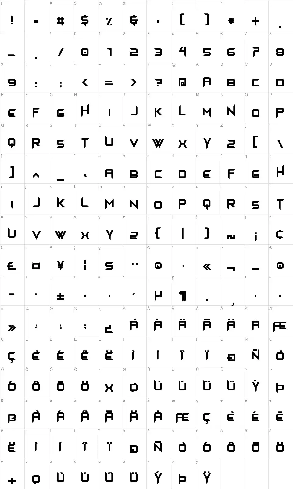 Himagsikanfont character map