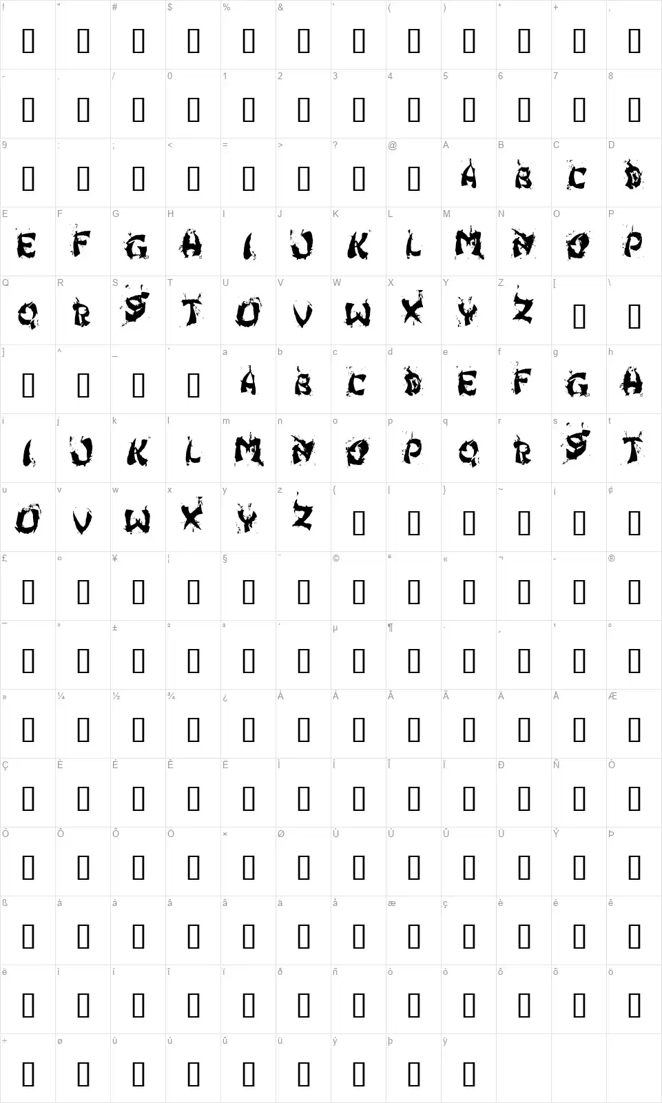 Hong Kong Fist Fuckfont character map