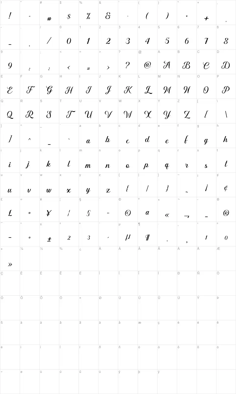 Hopstersfont character map